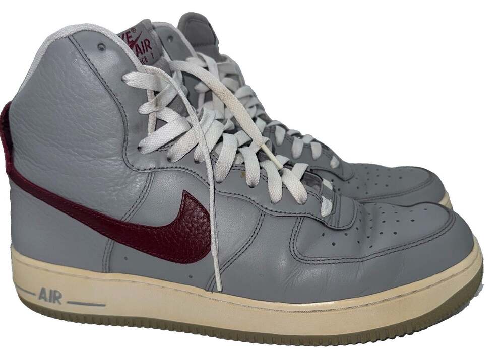 Nike Air Force 1 High 07 Medium Grey Team Red 315121-012 Mens Size 12 2011
